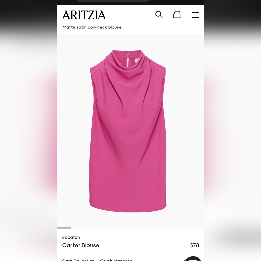 Aritzia Babaton Carter Blouse Eros Pink XS